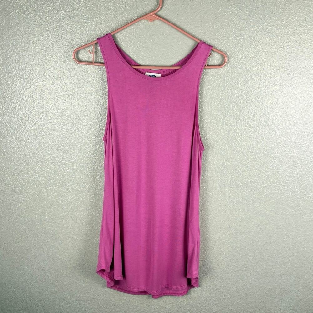 Old Navy Size Medium Sleeveless Pink High Round Neck Tank Top 100% Rayon